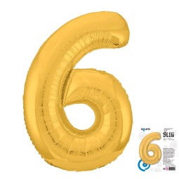 Цифра "6" Золото Slim в упаковке