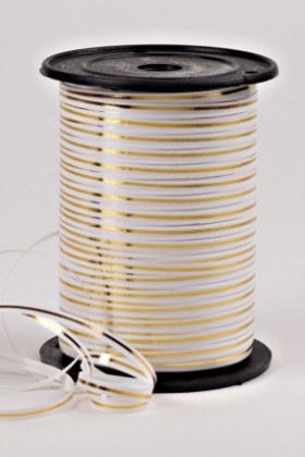 Лента с золотой полоской бобина 0,5 см / 250 м Белая