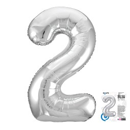 Цифра "2" Серебро Slim в упаковке