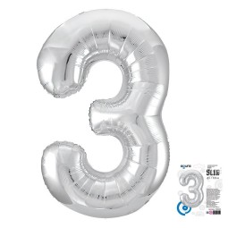 Цифра "3" Серебро Slim в упаковке