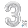 Цифра "3" Серебро Slim в упаковке