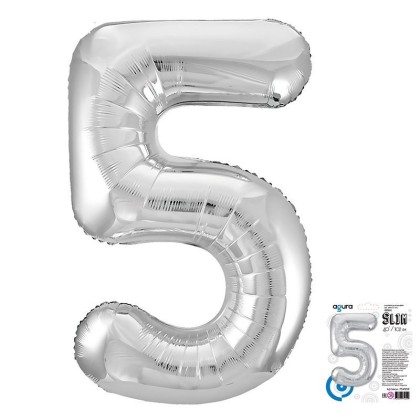 Цифра "5" Серебро Slim в упаковке