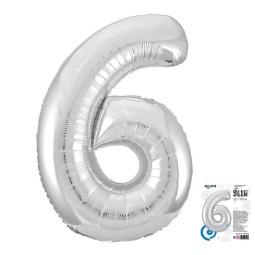 Цифра "6" Серебро Slim в упаковке