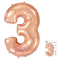 И40 Цифра "3" Розовое Золото Slim в упаковке