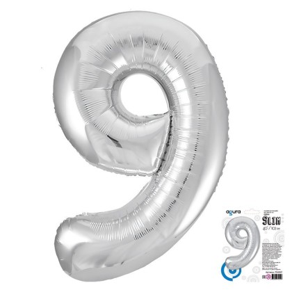Цифра "9" Серебро Slim в упаковке
