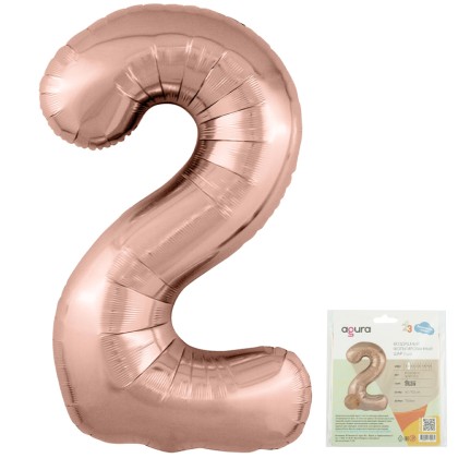 Цифра "2" Розовое золото Slim в упаковке