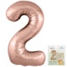 Цифра "2" Розовое золото Slim в упаковке