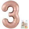 Цифра "3" Розовое золото Slim в упаковке