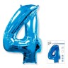 И40 Цифра "4" синий в упаковке / Four / 1 шт /, Фольгированный шар, FLEX METAL, Испания