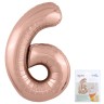 Цифра "6" Розовое золото Slim в упаковке
