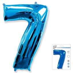 И40 Цифра "7" синий в упаковке / Seven / 1 шт /, Фольгированный шар, FLEX METAL, Испания