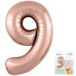Цифра "9" Розовое золото Slim в упаковке