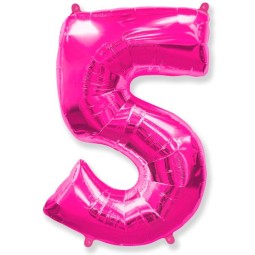 И40 Цифра "5" фуксия / Five / 1 шт /, Фольгированный шар