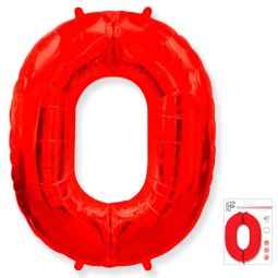 И40 Цифра "0" красный в упаковке / Zero / 1 шт /, Фольгированный шар, FLEX METAL, Испания