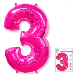 И40 Цифра "3" Фуксия Slim в упаковке