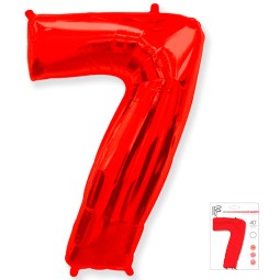 И40 Цифра "7" красный в упаковке / Seven / 1 шт /, Фольгированный шар, FLEX METAL, Испания