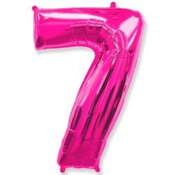 И40 Цифра "7" фуксия / Seven / 1 шт /, Фольгированный шар