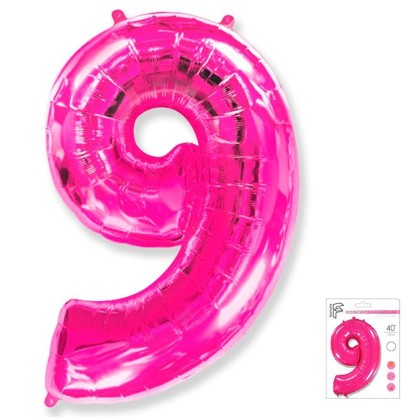 И40 Цифра "9" Фуксия Slim в упаковке