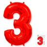 И40 Цифра "3" красный в упаковке / Three / 1 шт /, Фольгированный шар, FLEX METAL, Испания