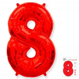 И40 Цифра "8" красный в упаковке / Eight / 1 шт /, Фольгированный шар, FLEX METAL, Испания