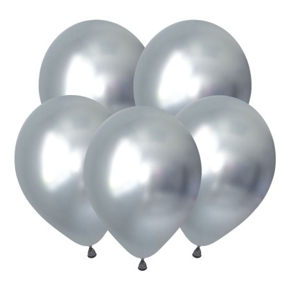 V Метал 12 Зеркальные шары, Серебро / Luster Silver / 50 шт. /латексный шар
