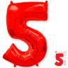 И40 Цифра "5" красный в упаковке / Five / 1 шт /, Фольгированный шар, FLEX METAL, Испания