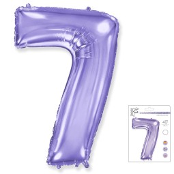 И40 Цифра "7" сиреневый  в упаковке / Seven / 1 шт /, Фольгированный шар, FLEX METAL, Испания