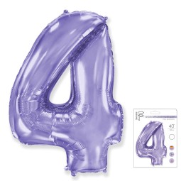 И40 Цифра "4" сиреневый  в упаковке/ Four / 1 шт /, Фольгированный шар, FLEX METAL, Испания