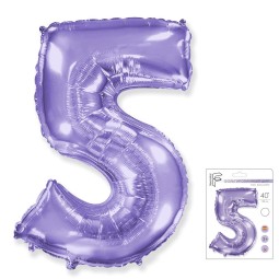 И40 Цифра "5" сиреневый  в упаковке/ Five / 1 шт /, Фольгированный шар, FLEX METAL, Испания