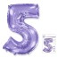 И40 Цифра "5" сиреневый  в упаковке/ Five / 1 шт /, Фольгированный шар, FLEX METAL, Испания