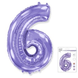И40 Цифра "6" сиреневый  в упаковке / Six / 1 шт /, Фольгированный шар, FLEX METAL, Испания