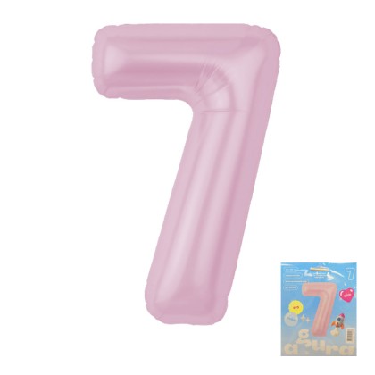 Аг 40 Цифра "7" Зефирный Slim в упаковке / 1 шт /, Фольгированный шар