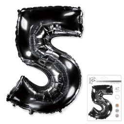 И40 Цифра "5" черный в упаковке/ Five / 1 шт / Фольгированный шар