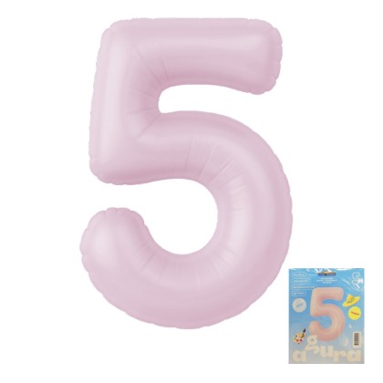 Аг 40 Цифра "5" Зефирный Slim в упаковке / 1 шт /, Фольгированный шар