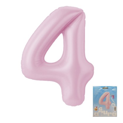 Аг 40 Цифра "4" Зефирный Slim в упаковке / 1 шт /, Фольгированный шар