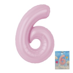 Аг 40 Цифра "6" Зефирный Slim в упаковке / 1 шт /, Фольгированный шар