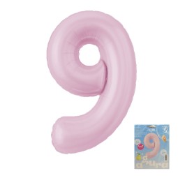 Аг 40 Цифра "9" Зефирный Slim в упаковке / 1 шт /, Фольгированный шар