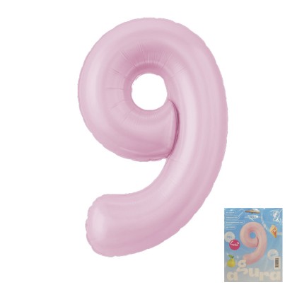Аг 40 Цифра "9" Зефирный Slim в упаковке / 1 шт /, Фольгированный шар