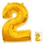 И40 Цифра "2" золото в упаковке / Two / 1 шт /, Фольгированный шар