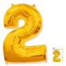 И40 Цифра "2" золото в упаковке / Two / 1 шт /, Фольгированный шар