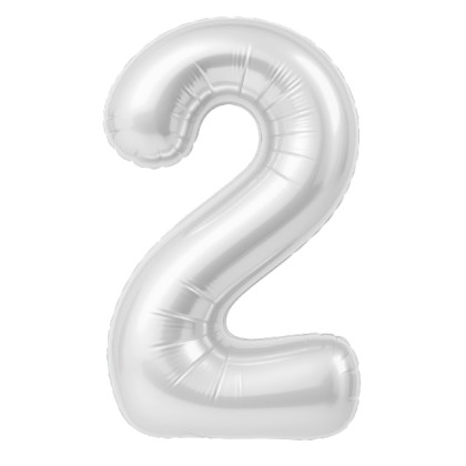 Аг 40 Цифра "2" Белый блеск Slim в упаковке / 1 шт /, Фольгированный шар