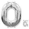 И40 Цифра "0" серебро в упаковке / Zero / 1 шт /, Фольгированный шар