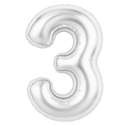 Аг 40 Цифра "3" Белый блеск Slim в упаковке / 1 шт /, Фольгированный шар
