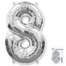 И40 Цифра "8" серебро в упаковке / Eight / 1 шт /, Фольгированный шар