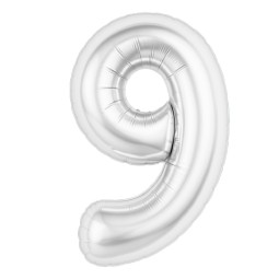Аг 40 Цифра "9" Белый блеск Slim в упаковке / 1 шт /, Фольгированный шар
