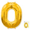 И40 Цифра "0" золото в упаковке / Zero / 1 шт /, Фольгированный шар