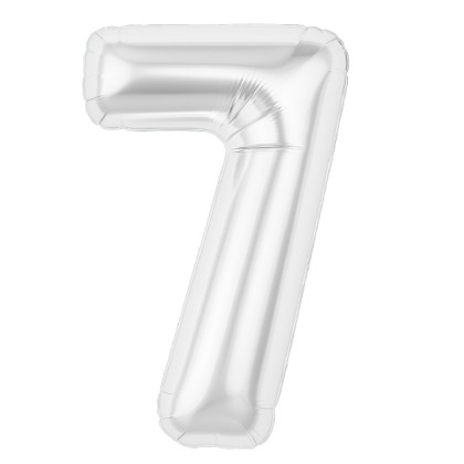 Аг 40 Цифра "7" Белый блеск Slim в упаковке / 1 шт /, Фольгированный шар