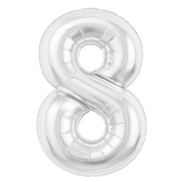 Аг 40 Цифра "8" Белый блеск Slim в упаковке / 1 шт /, Фольгированный шар
