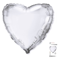 И 18 Сердце Серебро в упаковке / Heart Silver / 1 шт /, Фольгированный шар