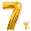И40 Цифра "7" золото в упаковке / Seven / 1 шт /, Фольгированный шар